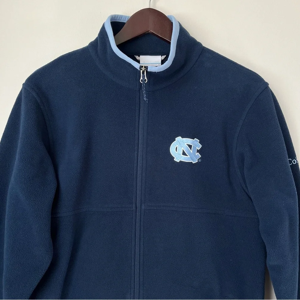 Columbia Men's Small Navy Blue UNC Tar Heels Fleece Full-Zip Jacket Polartec